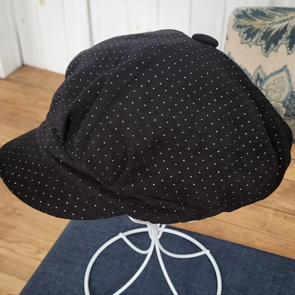 Y2K Faux Suede Rhinestone Embellished Newsboy Hat Cap
